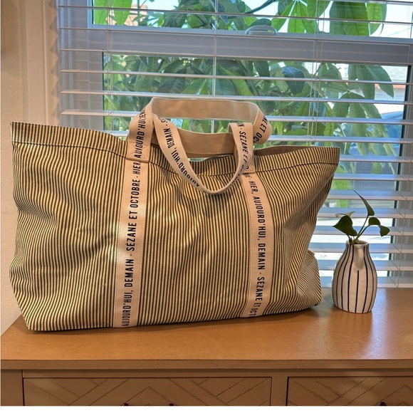 【RARE FIND】 Sezane NWT bag green stripe - Picture 2 of 15